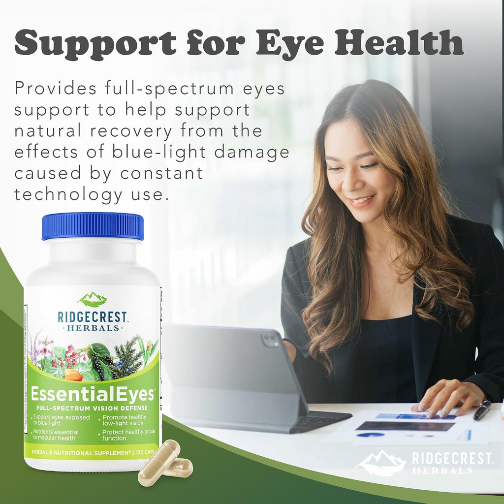 EssentialEyes – Suplemento Ocular Natural con Luteína, Zeaxantina y Arándano (120 Cápsulas Veganas)