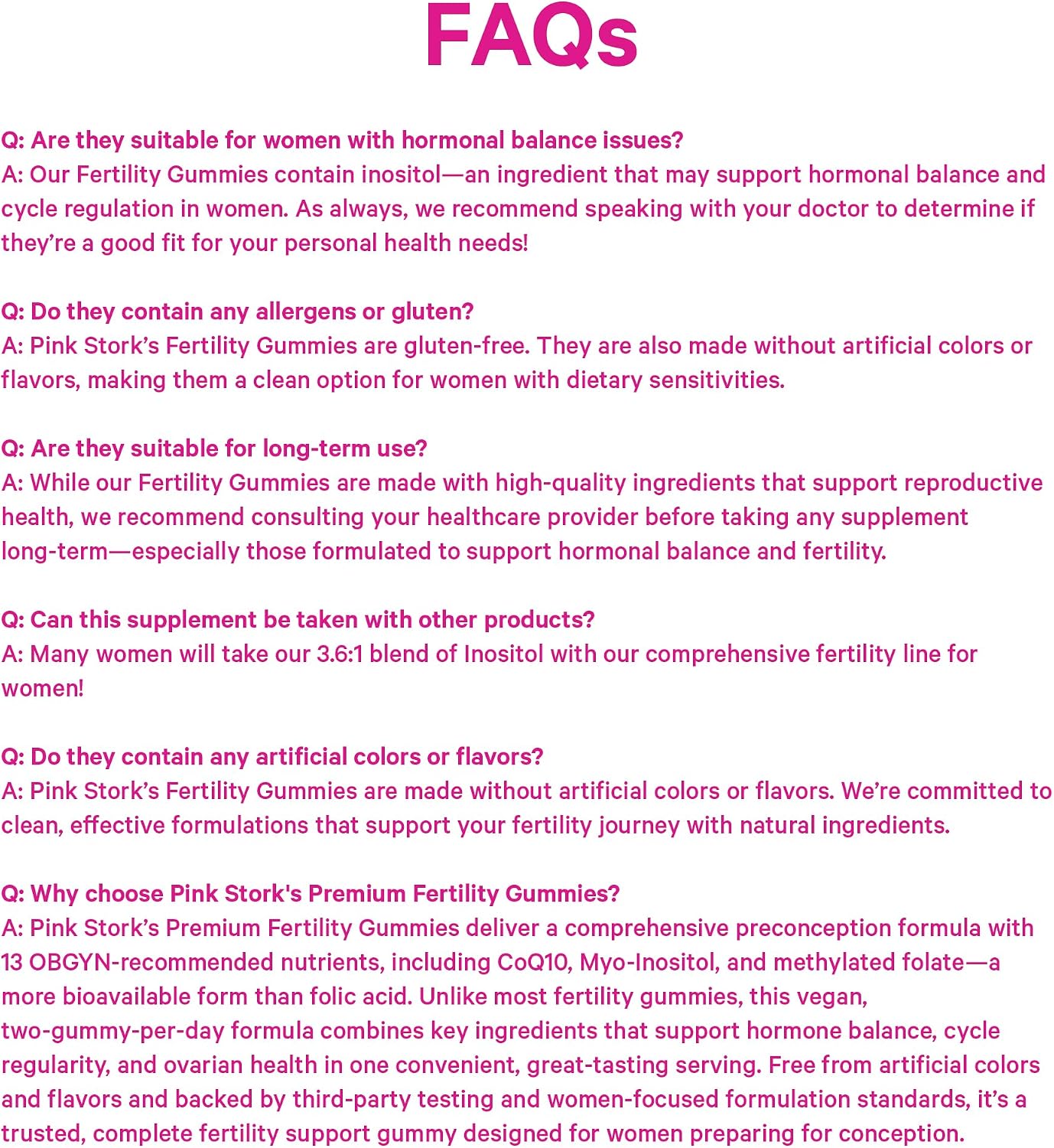 Pink Stork Gominolas de Fertilidad para Mujer - CoQ10, Myo-Inositol, Folato Metilado - 60 Gominolas