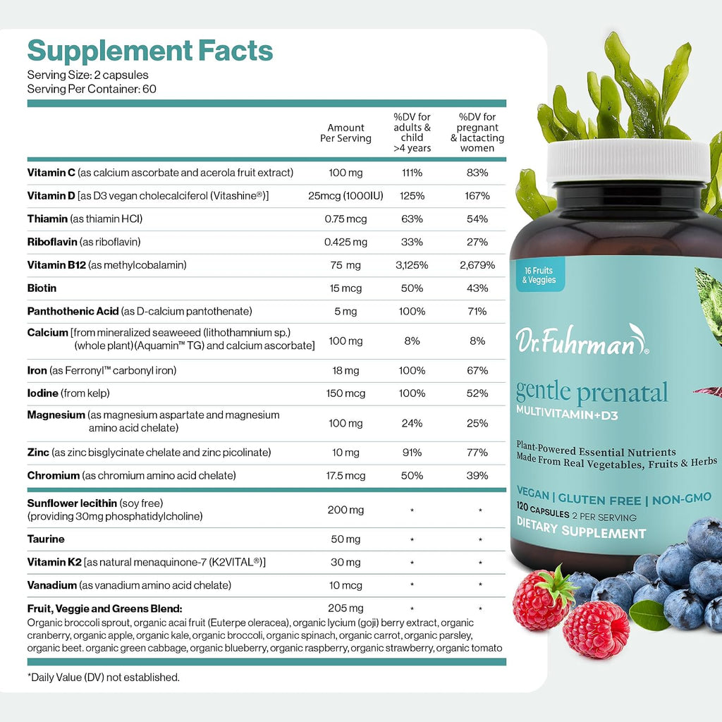 Vitaminas Prenatales Dr. Fuhrman - 120 Cápsulas con Folato Natural