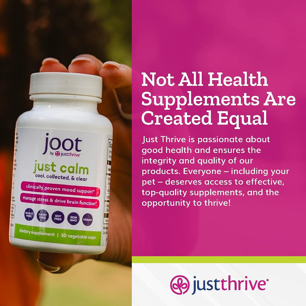 Just Thrive - Just Calm - Gestor de cortisol - Apoyo para la calma, memoria y estado de ánimo - Vegano, 30 cápsulas