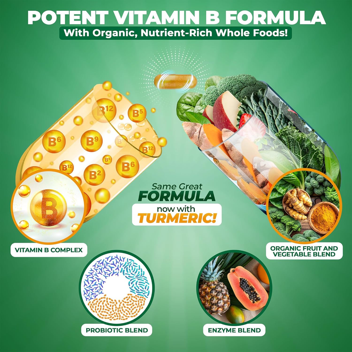 MoxyVites Complejo de Vitaminas B - Suplemento Alimenticio con B12 Metilcobalamina, B1, B2, B3, B5, B6, B7, B9 - Apoyo para Estrés, Energía y Sistema Inmunitario, Vegano, 120 Cápsulas
