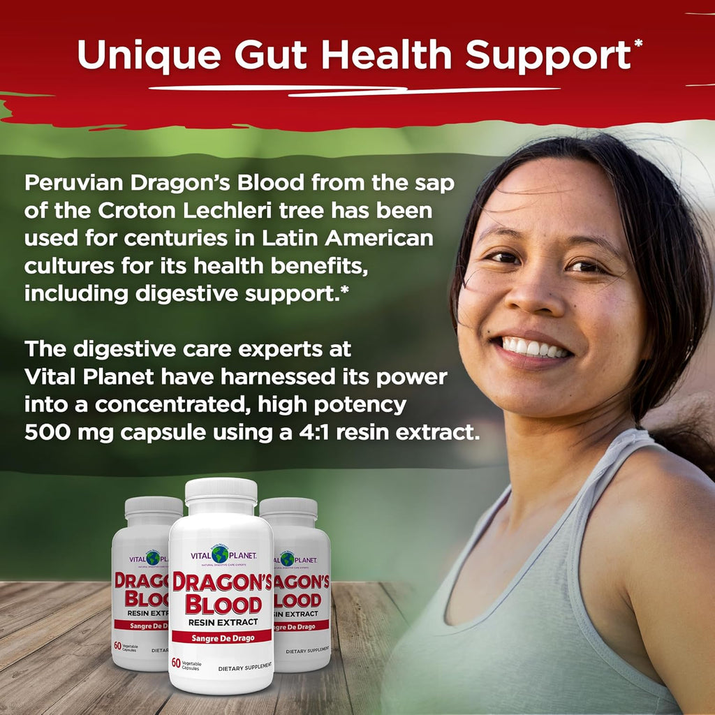 Vital Planet – Sangre de Dragón (Extracto de Resina de Croton lechleri) 500 mg – 60 Cápsulas