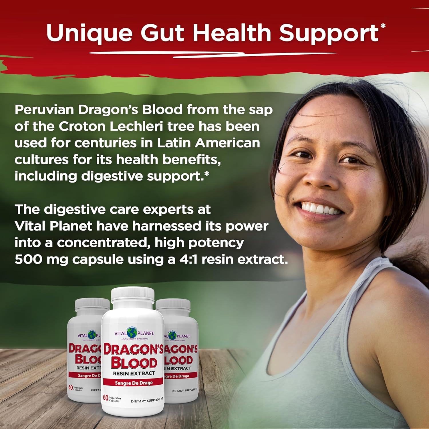 Vital Planet – Sangre de Dragón (Extracto de Resina de Croton lechleri) 500 mg – 60 Cápsulas