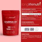 Urolithin A 1200mg - 120 Cápsulas Vegetales de Postbiótico Puro de Granada, Analizado, Vegano