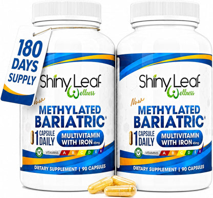Shiny Leaf Multivitamínico Bariátrico – Aporte de hierro de alta absorción: Con 45 mg de hierro elemental, junto – Image 1