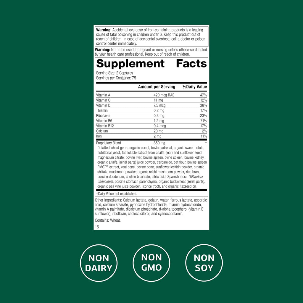 Standard Process Catalyn con Hierro - Apoyo al Metabolismo Energético - 150 Cápsulas