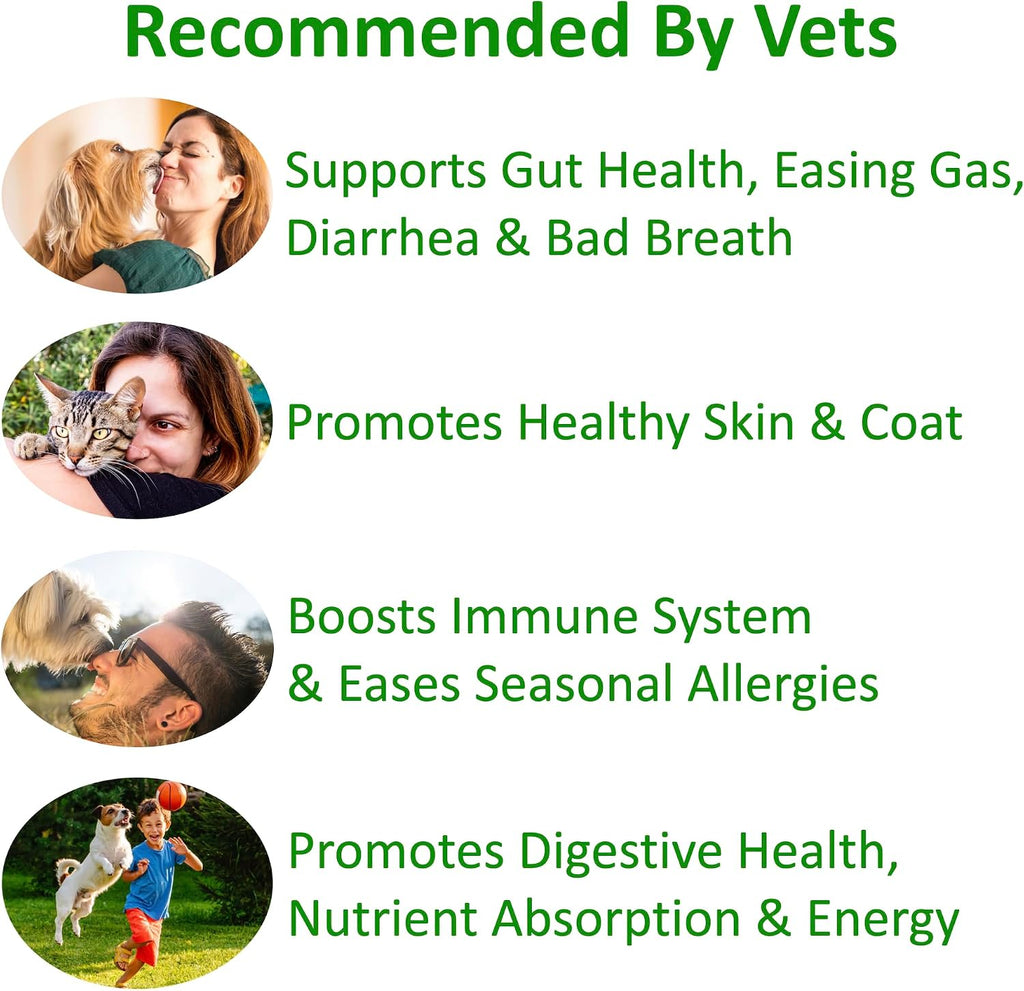 TummyWorks Probióticos para Perros y Gatos - 160 Dosis en Polvo con 10 Cepas, 5 mil millones de UFC, Enzimas y Prebióticos