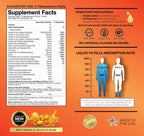 Mega Premium Liquid Multivitamin - 110 Ingredientes, Vitamina C, D3, Zinc, Sabor Naranja, 32 Servicios