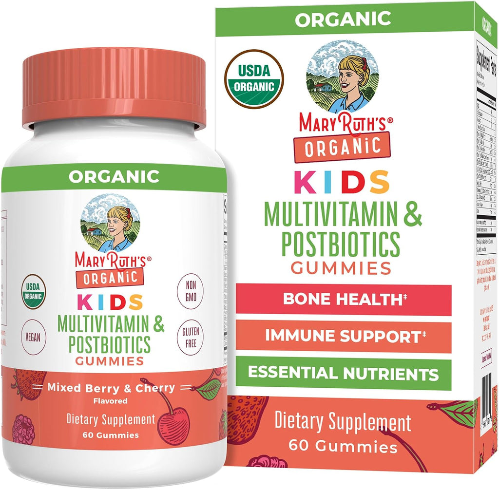 MARYRUTH'S Gomitas Multivitamínicas Orgánicas con Postbióticos para Niños a partir de 4 años, 60 unidades