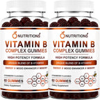 O Nutritions Gominolas de Complejo B para Mujeres y Hombres - Vitaminas B12, Biotina, Folato, Vitamina C - Apoyo Energético y para Cabello, Piel y Uñas - Vegano, Sabor Fresa, 120 Unidades