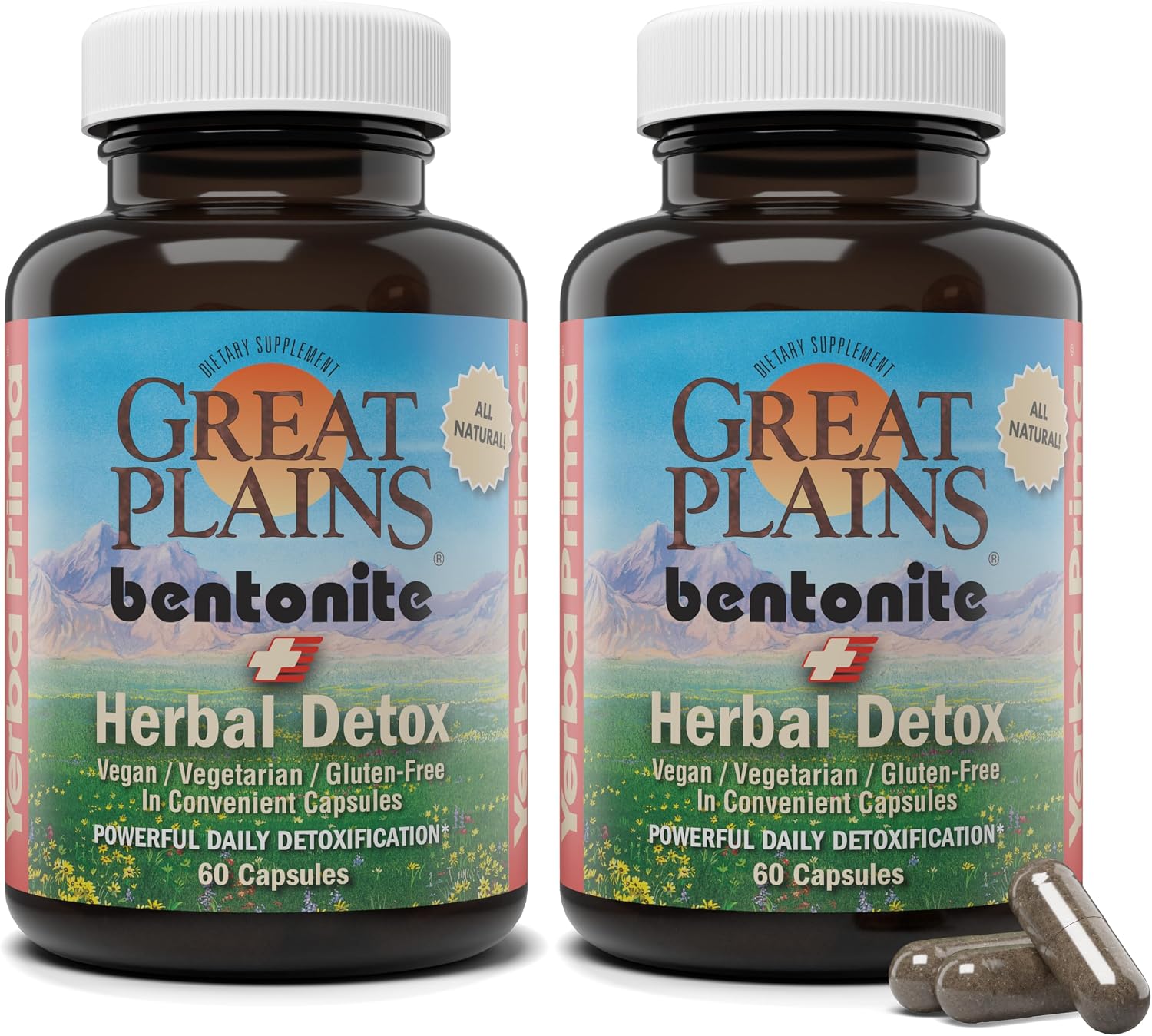 Yerba Prima Arcilla Bentonita Plus Desintoxicación Herbal, 60 Cápsulas Vegetales (Pack de 2)