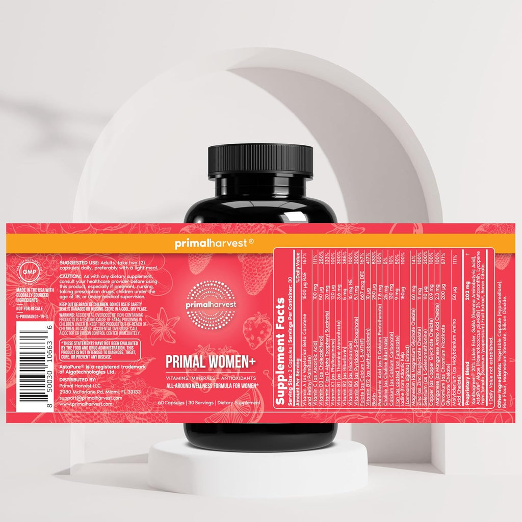 Primal Harvest Women+ – Multivitamínico Diario para Mujer, 60 Cápsulas