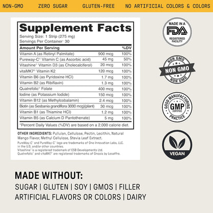 Meche Body Sync™ Tiras Multivitamínicas de Disolución Rápida para Mujeres y Hombres