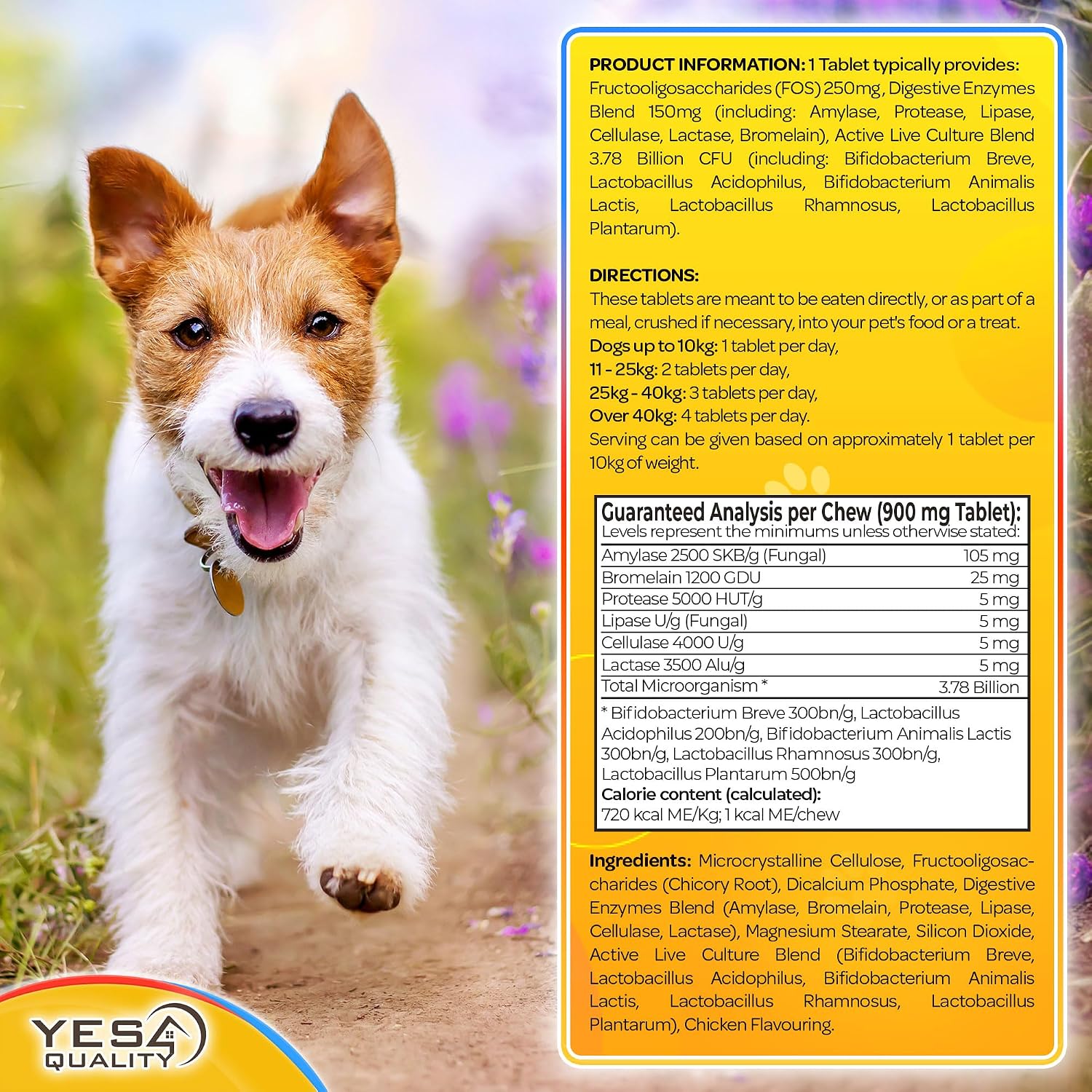 Probióticos para Perros con Prebióticos - 120 Comprimidos Sabor Pollo