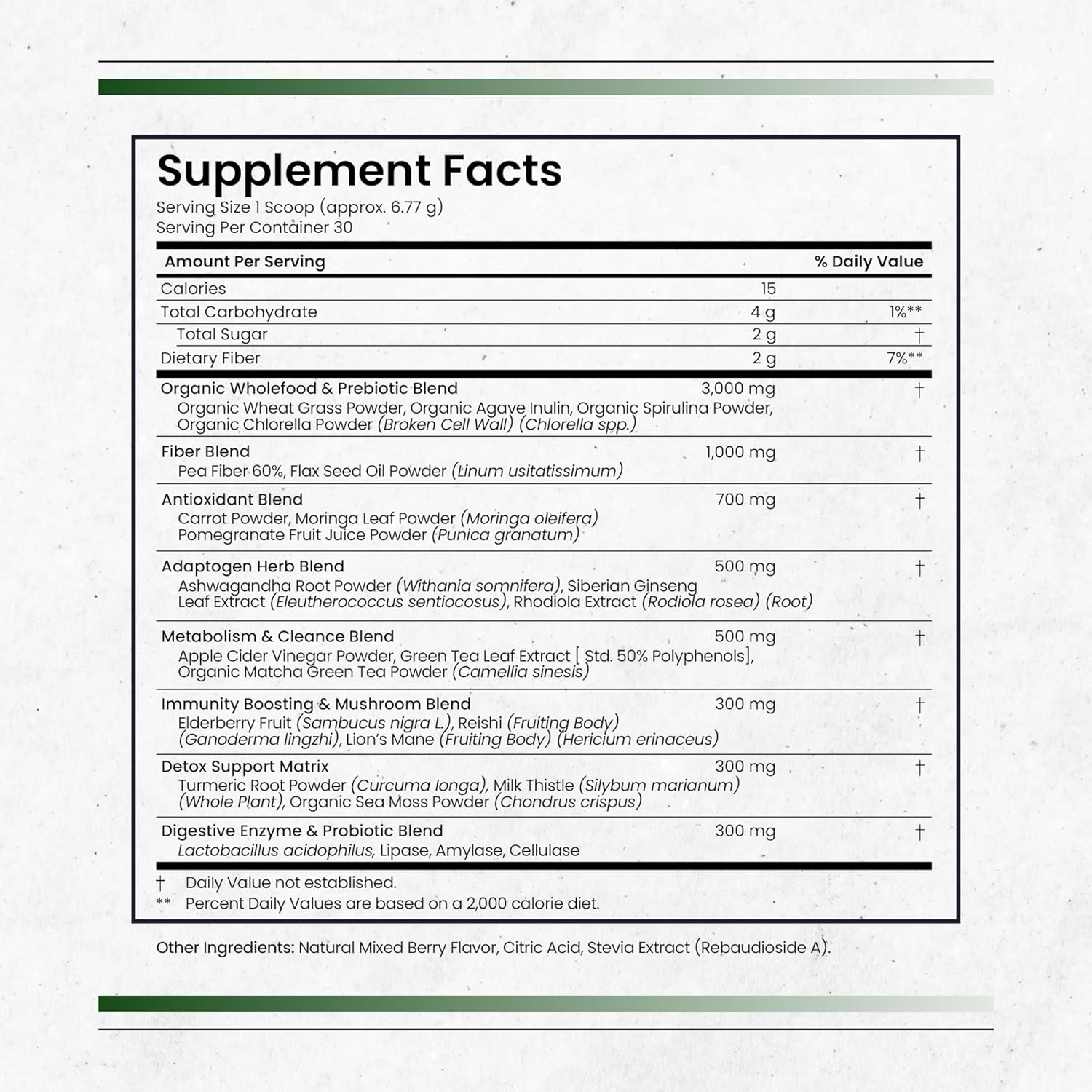 Nature's Pure Blend Super Greens Powder – Polvo Orgánico de Superalimentos con Probióticos – Sabor Matcha – 30 Dosis