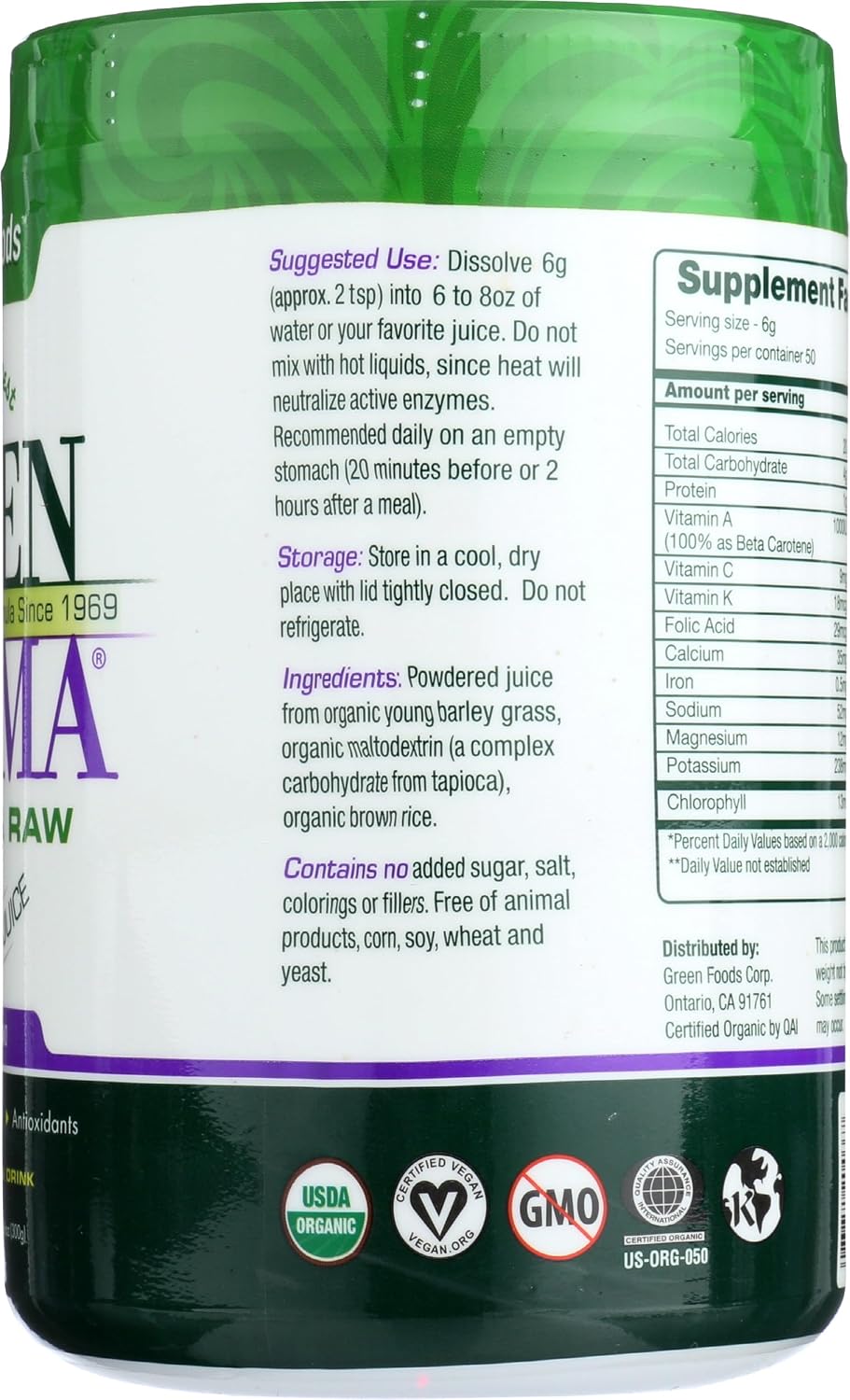 Green Foods Organic Green Magma Tamaño Económico, 10.6 OZ