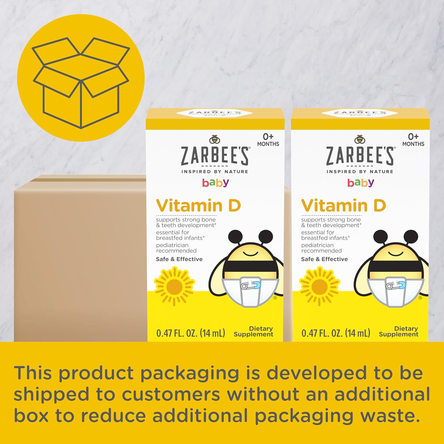 Zarbee's Gotas de Vitamina D3 para Bebés, 400 UI, Pack de 2 frascos de 14 ml