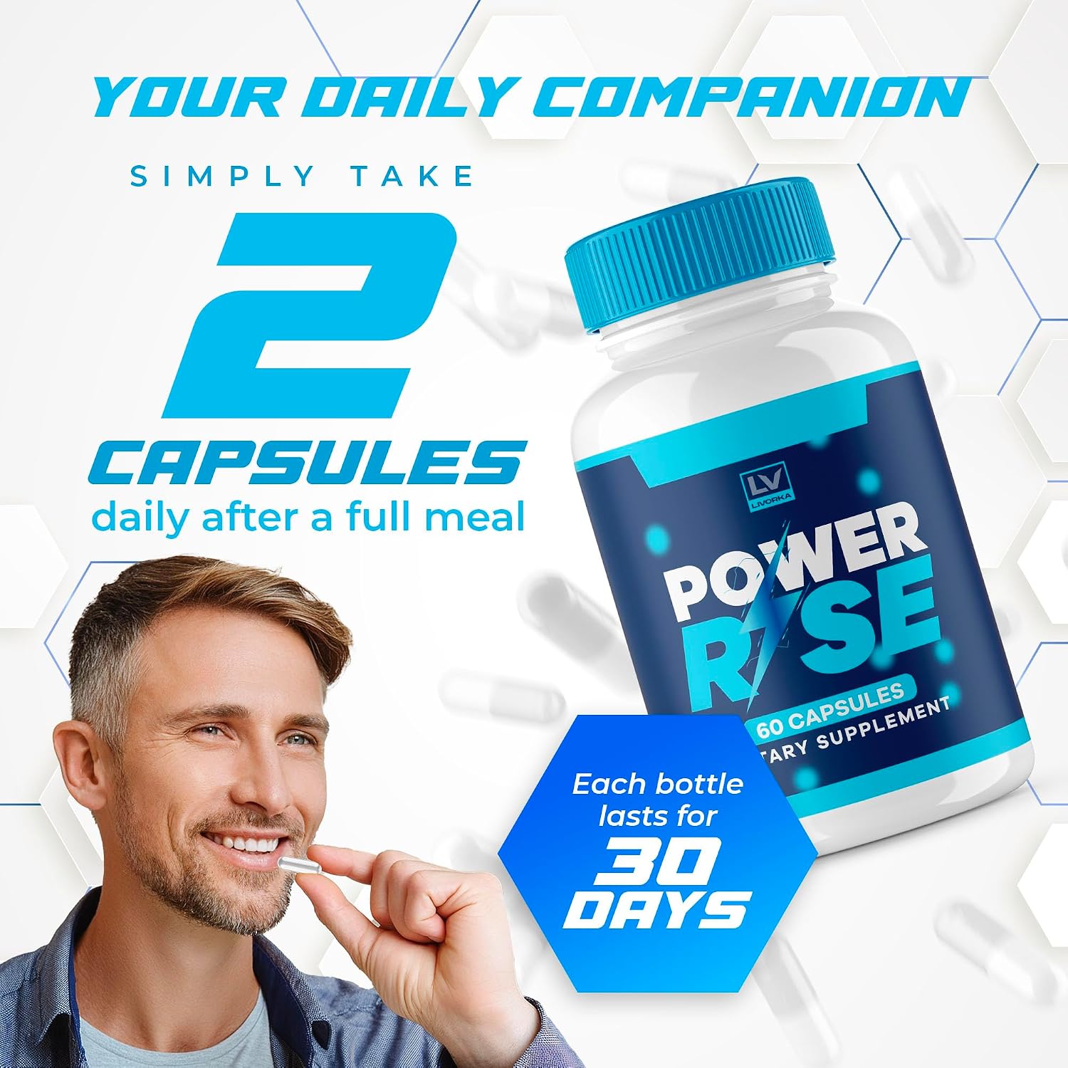 Power Rise Pills - 5 Pack (300 Cápsulas) | Suplemento Natural Multivitamínico