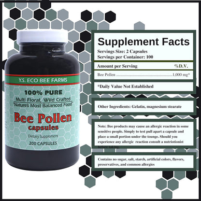 Y.S. Eco Bee Farms Polen de Abeja 100% Puro – Vitamina B12: importante para el metabolismo energético y la – Image 2