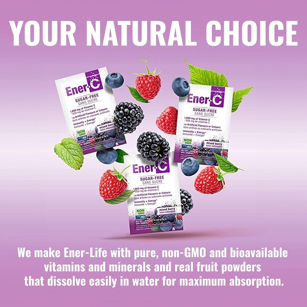 Ener-C Sugar Free Multivitamin Drink Mix, Mixed Berry, 60 Sobres