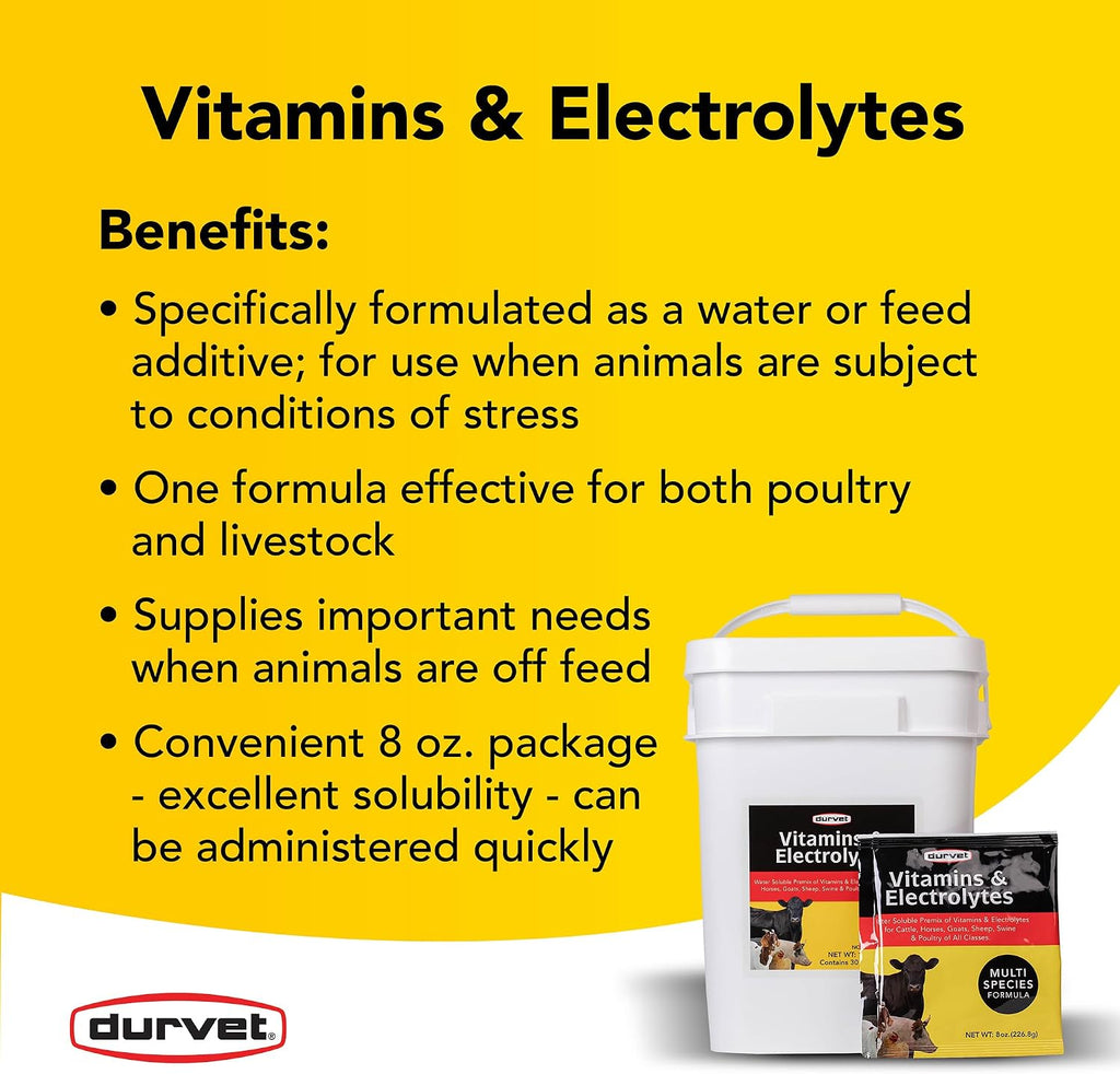 Durvet Vitaminas y Electrolitos para Animales, 8 oz