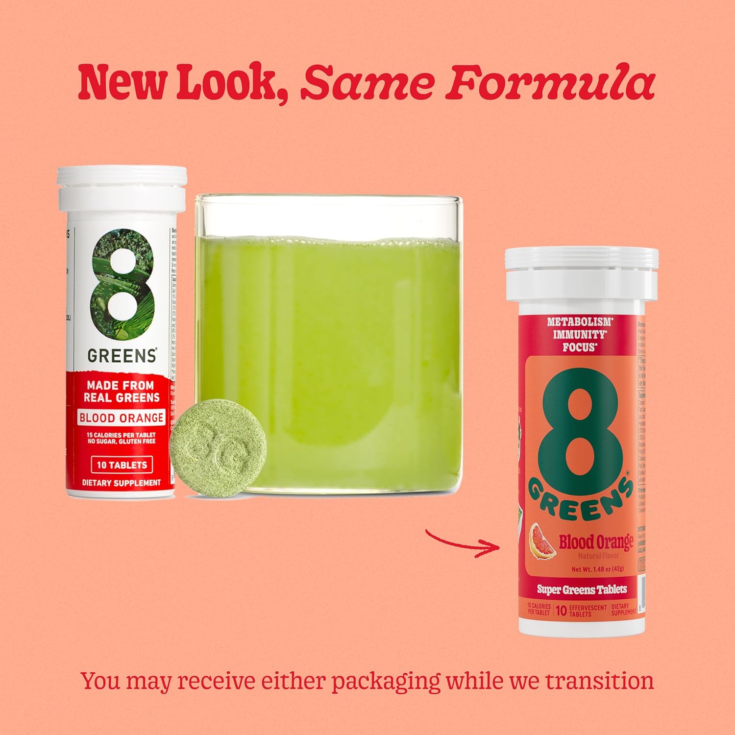 8Greens Supergreens Comprimidos Efervescentes, Naranja Sangre, 30 Dosis