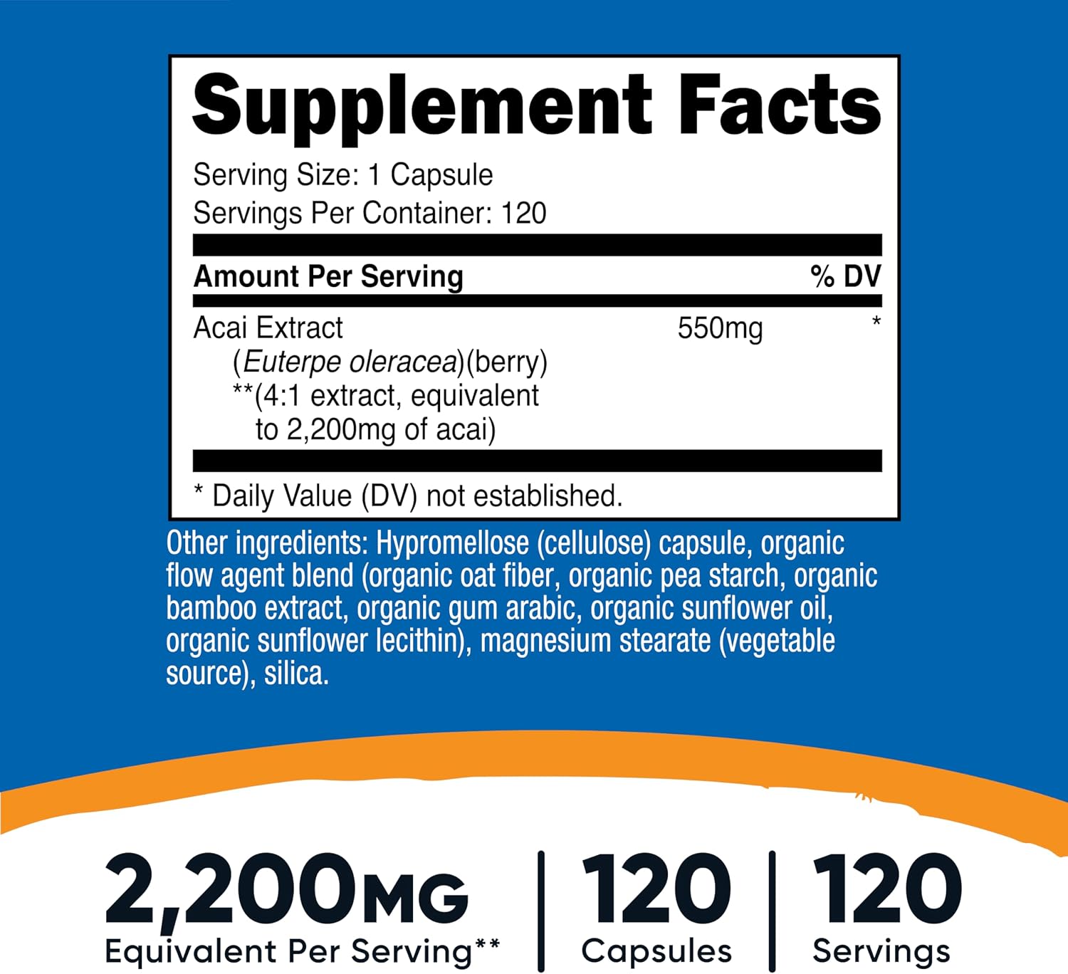 Nutricost Extracto de Acai - 120 Cápsulas (550mg por ración)