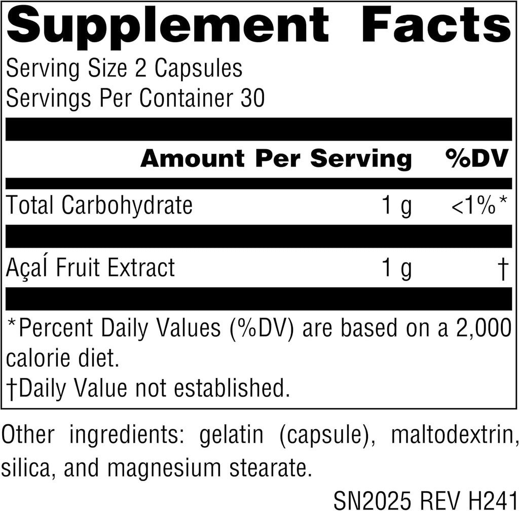 Source Naturals Extracto de Acai, Superantioxidante de Brasil - 500 mg, 60 Cápsulas