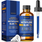 WoldoHealth DMSO 10% con Azul de Metileno 1% - Frasco de Vidrio de 100 ml con Cuentagotas, Libre de Formaldehído y Alcohol, Solución Analítica