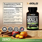 X Gold Health Complejo Herbal Ashwagandha 30:1 + Tongkat Ali 50:1 + Maca 20:1 + Fenogreco 10:1 | Extractos de Alta Potencia | Energía y Vitalidad