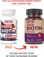 DEVA Biotina Vegana 6000 mcg - Suplemento de Vitamina B7, Comprimidos Pequeños, 90 Unidades