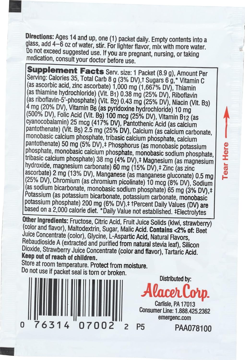 ALACER Emergen-C Sobre de Kiwi y Fresa, 9 g