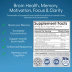 Brain Health Nootropic Supplement – Lion's Mane 200mg, Gotu Kola 200mg, Choline 80mg, Beetroots 100mg, Skullcap 400mg