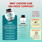 PEAKPURY Sea Moss Black Seed Oil Ashwagandha Ginger Burdock Bladderwrack - Apoyo Inmunitario