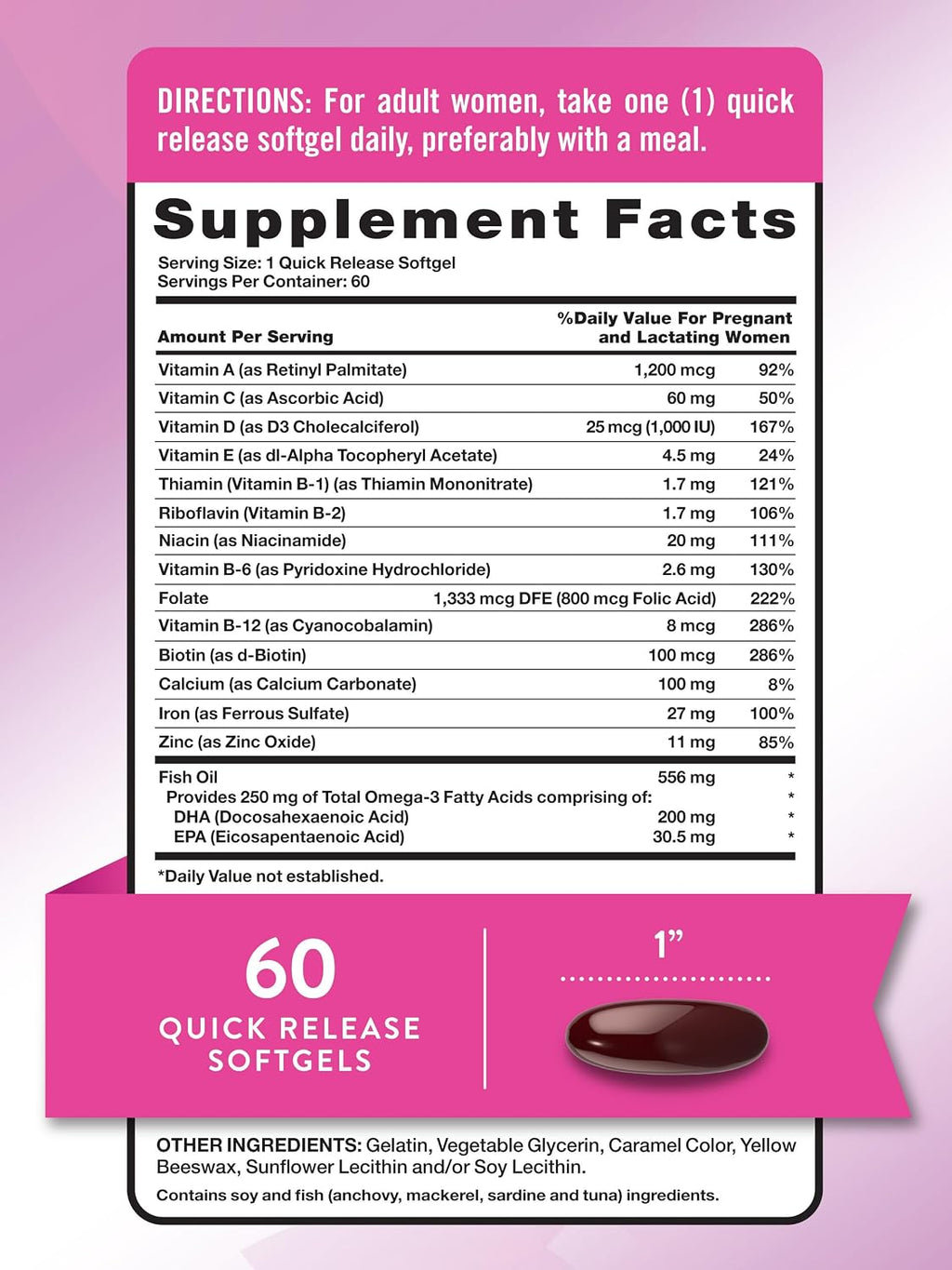Nature's Truth Vitaminas Prenatales con DHA y Ácido Fólico - 60 Cápsulas Blandas