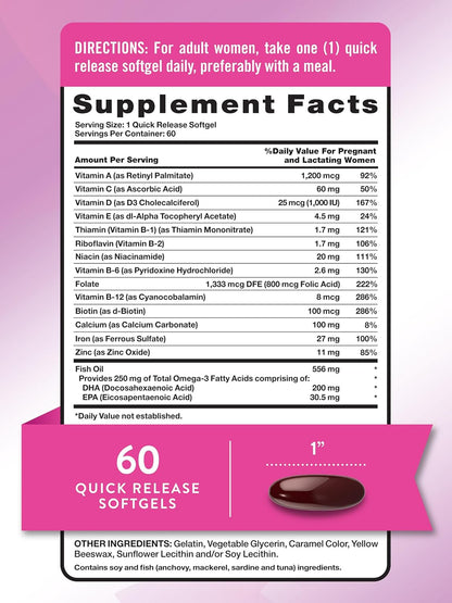 Nature's Truth Vitaminas Prenatales con DHA – DHA: Un ácido graso omega-3 que desempeña un papel importante en el – Image 2