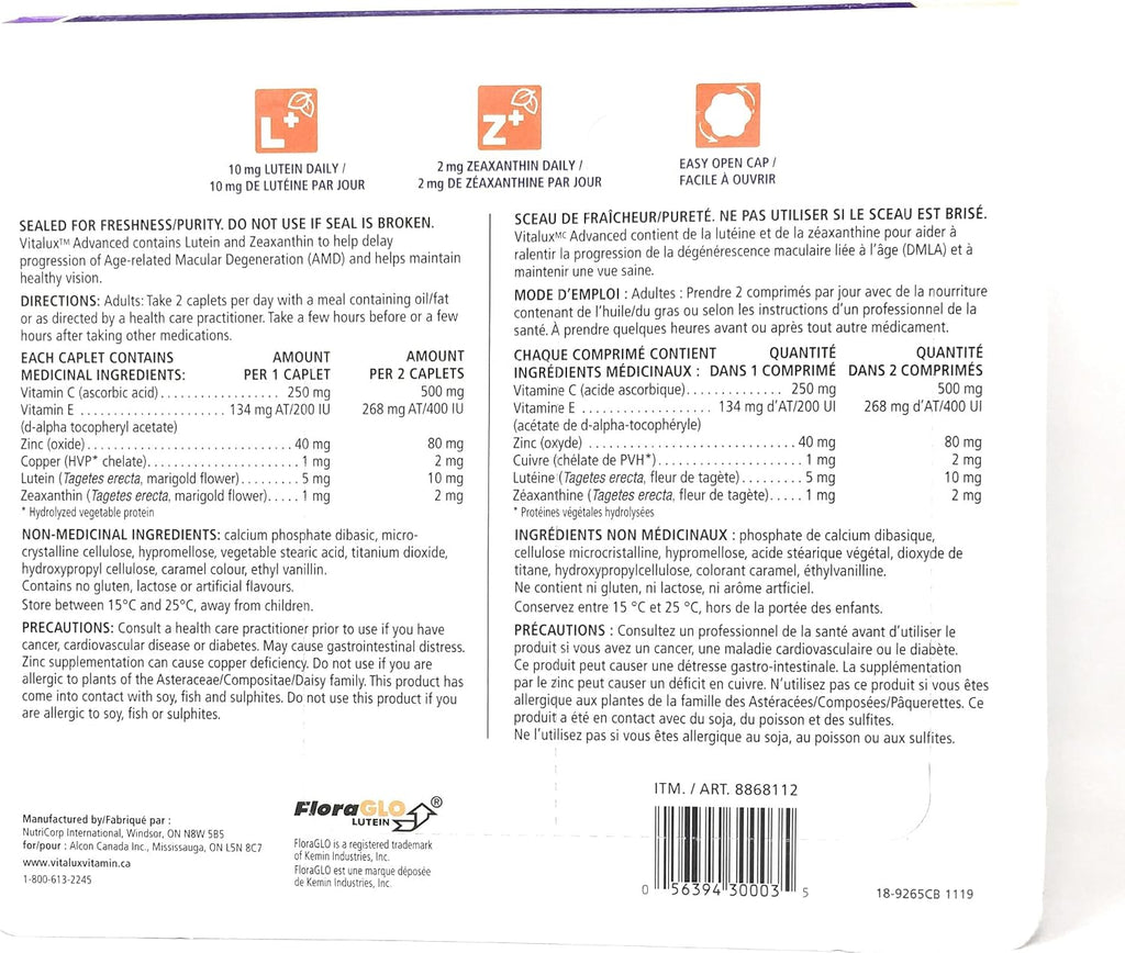 Vitalux Advanced Ocular Multi-Vitamin, 180 comprimidos