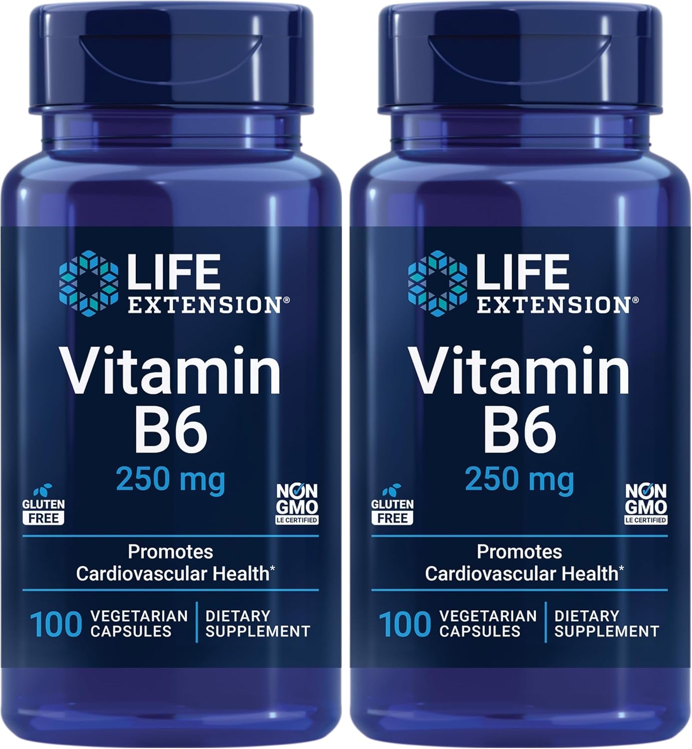 Life Extension Vitamina B6, 100 mg, Alta Potencia, Salud Cardiovascular, Neurológica y Ocular, Sin Gluten, No Transgénico, Vegano, 90 Cápsulas