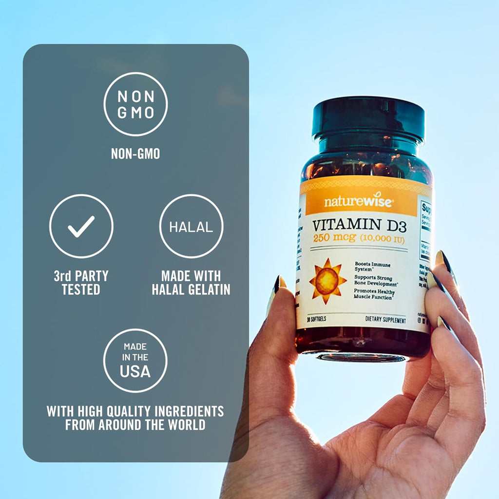 NatureWise Vitamina D3 10.000 UI (250 mcg) - 90 Cápsulas Blandas