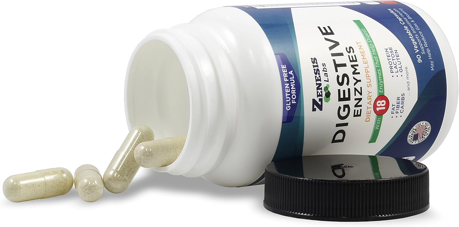 Zenesis Labs Digestive Enzymes - Multienzima Digestivo con 18 Enzimas - 90 Cápsulas