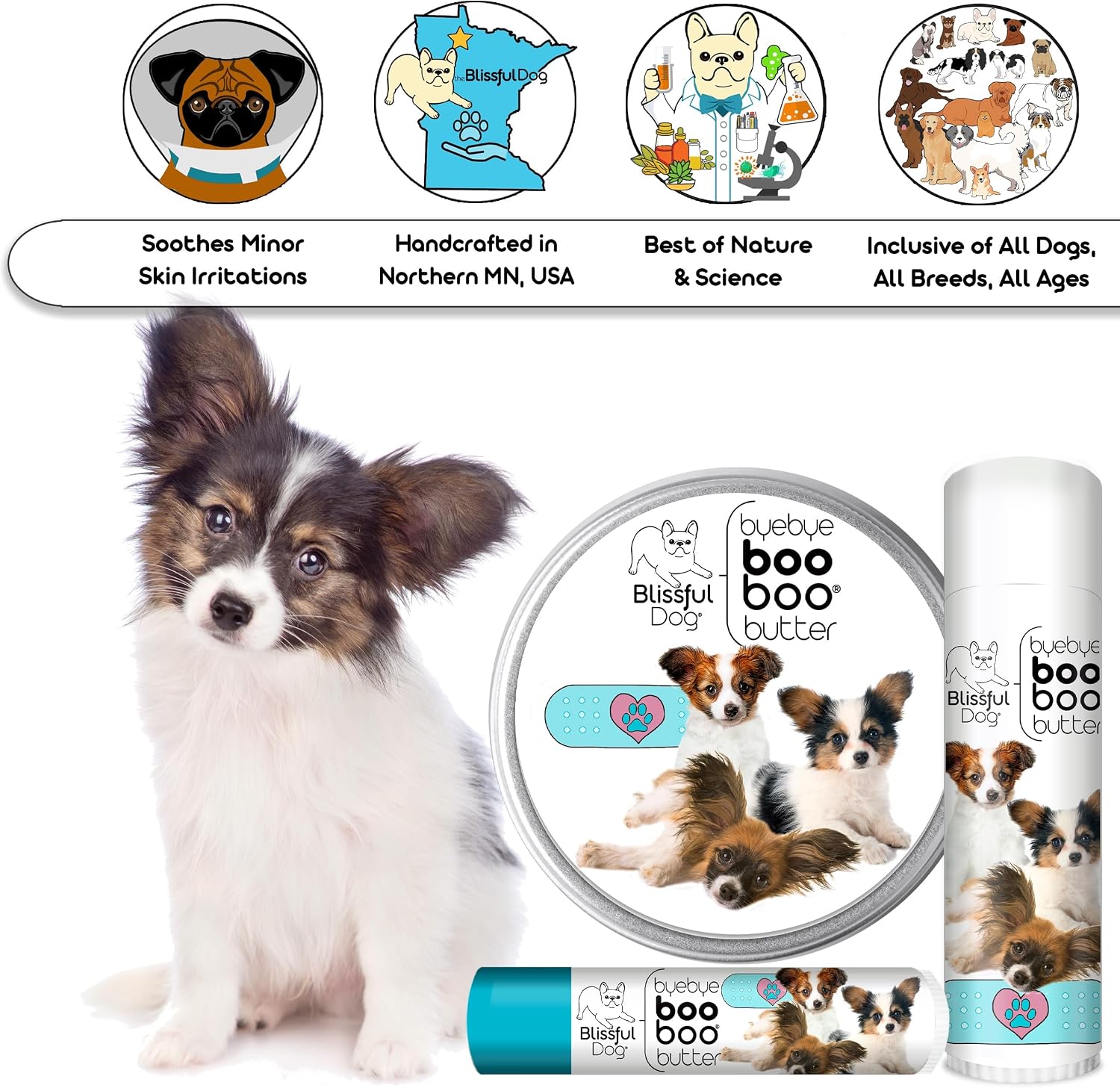 Papillon Boo Boo Butter - Bálsamo tópico para perros (16 oz)