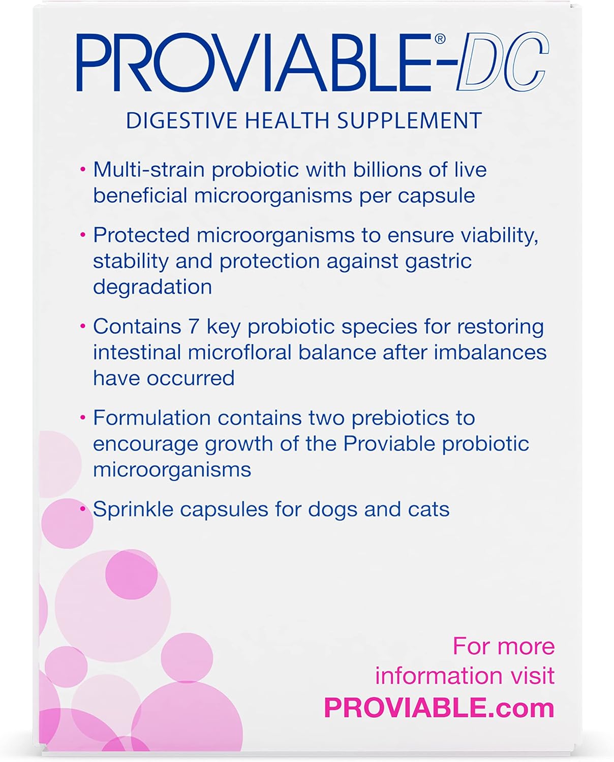 Nutramax Proviable Probióticos para Perros y Gatos, Suplemento Digestivo Diario con Múltiples Cepas Bacterianas, 30 Cápsulas