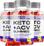 3 Pack - Keto Thrive ACV Gummies, Gominolas de Vinagre de Manzana 1050mg, 60 Gomitas por Botella