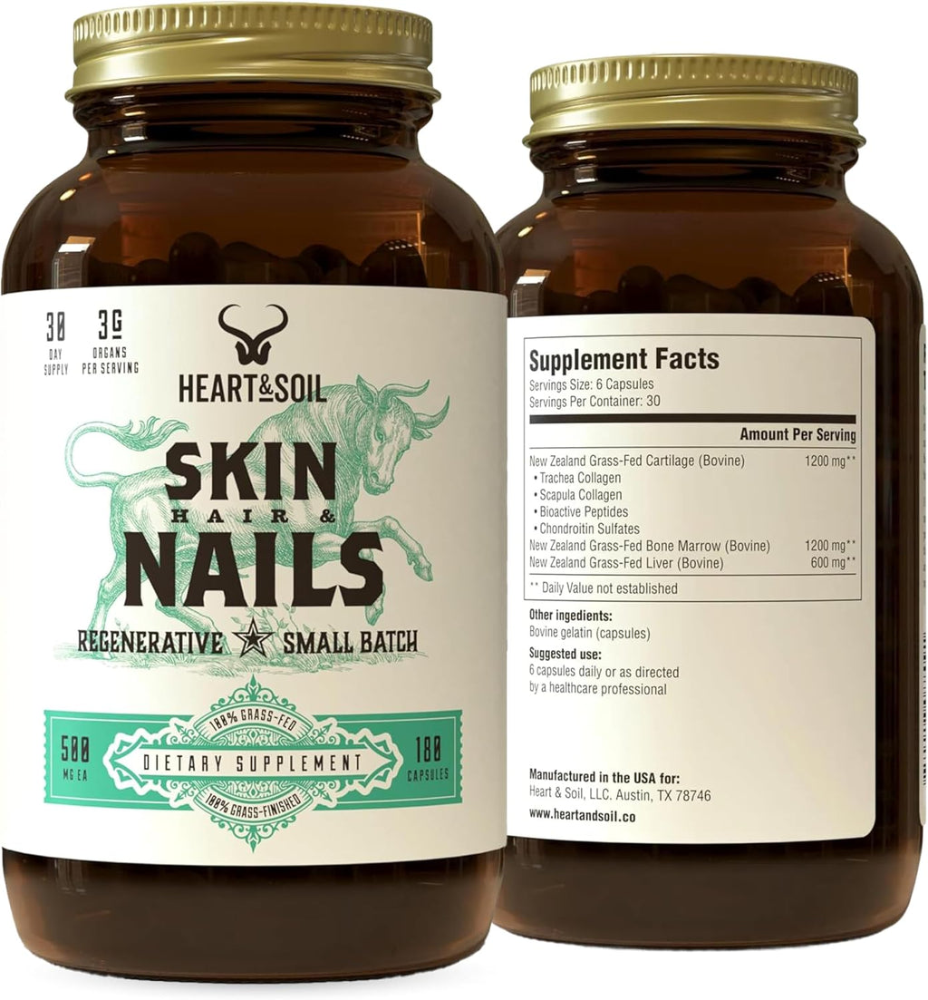 HEART & SOIL – Suplemento de Cerebro de Res 100% Pasto 3000 mg – Memoria y Concentración – 180 Cápsulas
