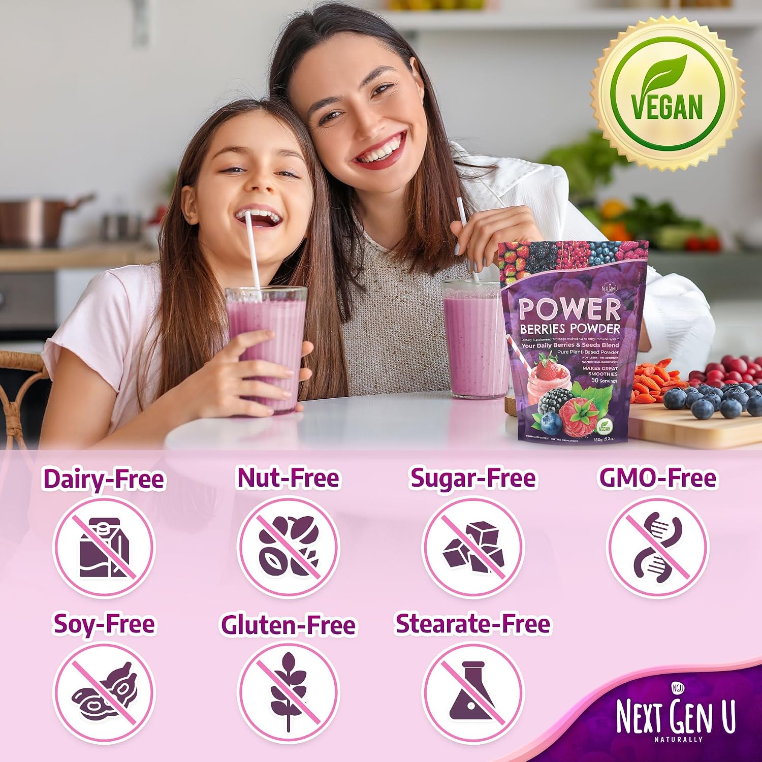 Super Berry Powder - 4 Paquetes de 150g cada uno - Mezcla de Bayas Superfood para Smoothies