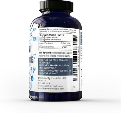 B3 Nicotinamida 500 mg – Niacina Sin Rubor, – Defensas de la piel: Recomendada por dermatólogos, la nicotinamida – Image 4