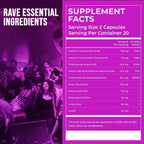 Pre-Rave Suplemento - 5-HTP Free, CoQ10, Magnesio, Té Verde - 40 Cápsulas