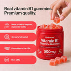 kindnature Gominolas de Vitamina B1 500mg – Alta Potencia – Vegano – Sabor Fresa – 60 uds