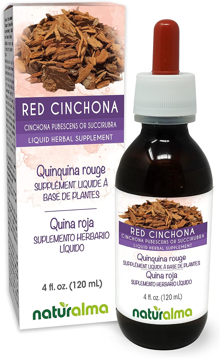 Naturalma Tintura de Quina Roja (Cinchona pubescens) sin Alcohol - 118 ml Extracto Líquido - Vegano