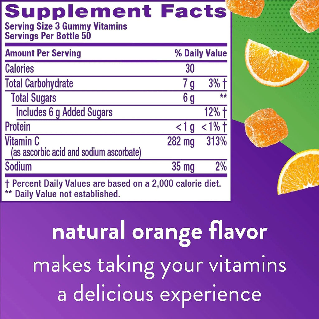 Vitafusion Power C Vitamin C Gummies - Sabor Naranja - 150 Gominolas